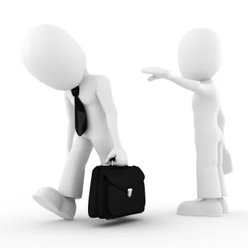 3d man getting fired,isolated on white Stock Illustration