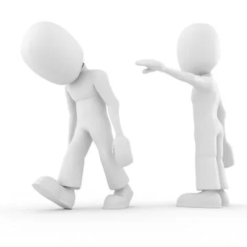 3d man getting fired,isolated on white Stock Illustration