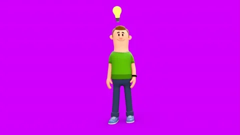 3D Man Getting Ideas With Light Bulb Over Head 動画素材 266534892