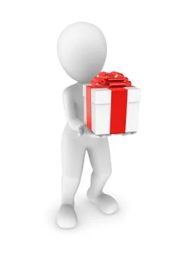 3d man with gift box in hands Stock Illustration