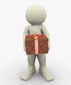 3d man with giftbox Stock Illustration