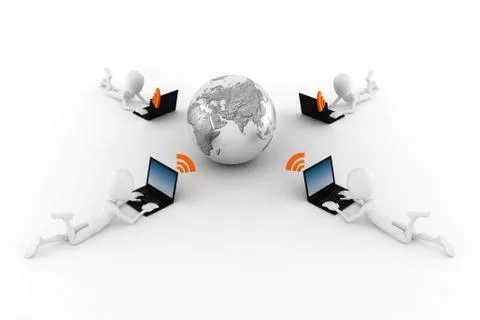 3d man global communication Stock Illustration