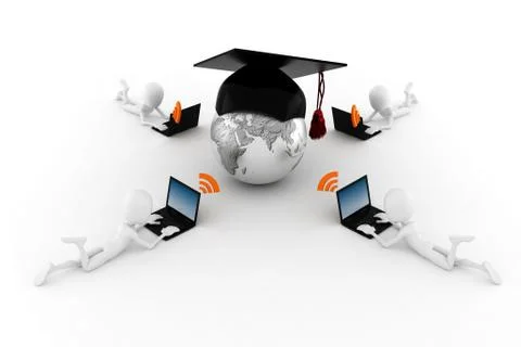 3d man global communication Stock Illustration