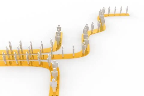 3d man going on three different path concept Stock Illustration