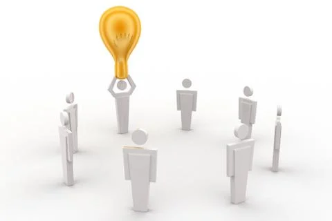3d man with golden bulb concept Stock Illustration