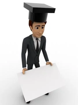3d man with graduation cap and banner concept Stock Illustration