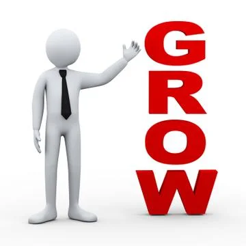 3d man grow word presentation Stock Illustration
