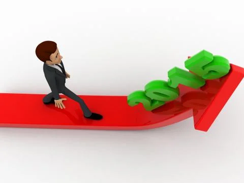 3d man with growth of 2015 represent arrow concept Illustrazione stock