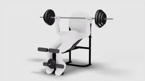 3D Man Gym Workout in a loop with transparent (alpha) background Stock Footage 249611584