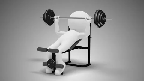 3D Man Gym Workout in a loop Stock Footage 249614582