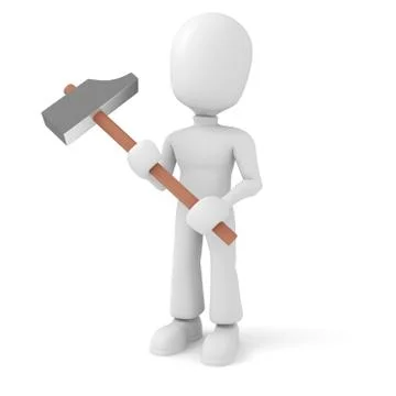 3d man with a hammer Stock Illustration