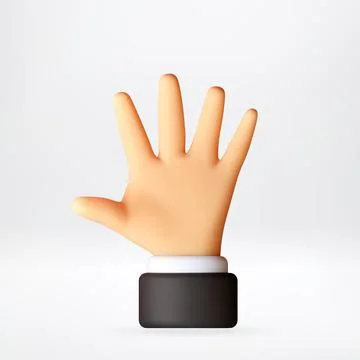 3d Man hand showing five finger count. Stock Illustration