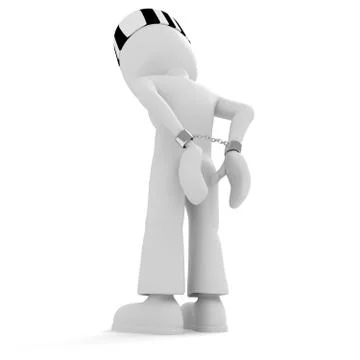 3d man handcuffed Stock Illustration