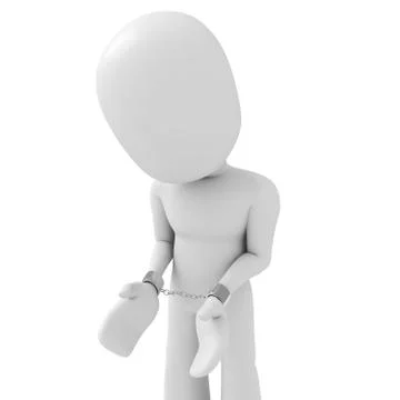 3d man handcuffed Stock Illustration
