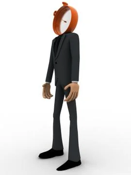 3d man with head of clock concept Stock Illustration