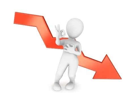 3d man with heart attack shows ok gesture. Bankruptcy and lie. Illustrazione stock