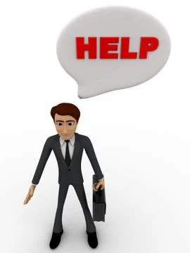 3d man with help chat bubble concept Stock Illustration