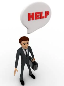 3d man with help chat bubble concept Stock Illustration