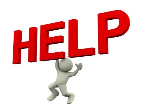 3d man help text Stock Illustration