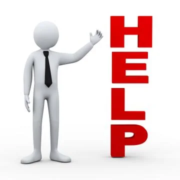 3d man help word presentation Stock Illustration