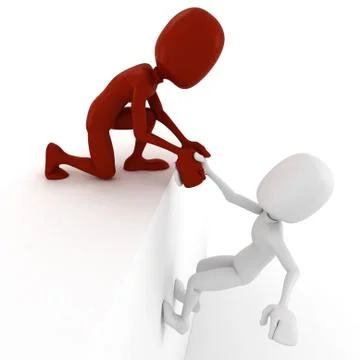 3d man helping another 3d man to climb Stock Illustration
