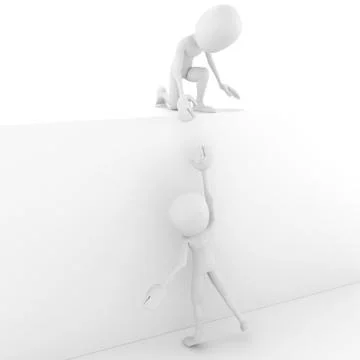 3d man helping another 3d man to climb Stock Illustration