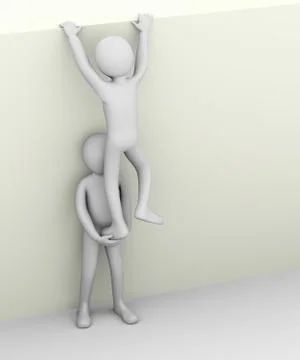 3d man helping his partner. Stock Illustration