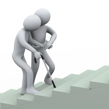 3d man helping old man Stock Illustration