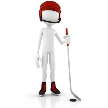 3d man hockey player Stock Illustration