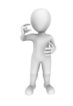 3d man hold small item in hand. 3d illustration. Stock Illustration