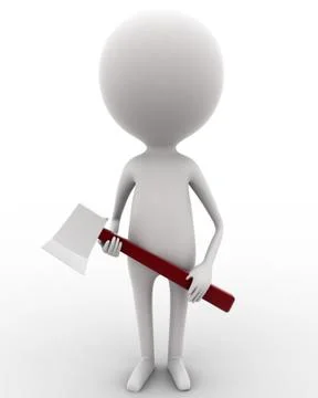 3d man holding axe in hands concept Illustrazione stock