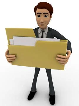 3d man holding big folder in hand concept 3d man holding big folder in han... Stock Photos