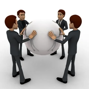 3d man holding big globe concept Stock Illustration