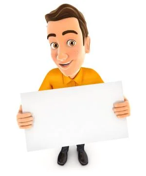 3d man holding a billboard Stock Illustration