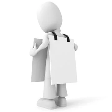 3d man holding a blank tablet Stock Illustration