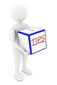 3d man holding box with tips Stock Illustration