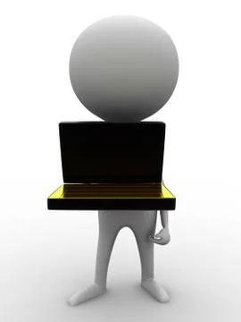 3D man holding briefcase with full of gold bars concept Stock Illustration