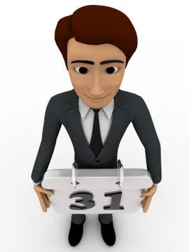 3d man holding calender in hands concept Stock Illustration