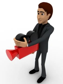 3d man holding camera of cinema concept Stock Illustration