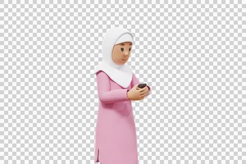 3d man holding a cellphone while interacting, expressing and smiling Stock Illustration