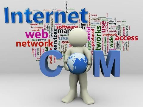 3d man holding com Stock Illustration