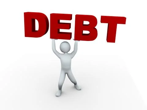 3d man holding debt Stock Illustration