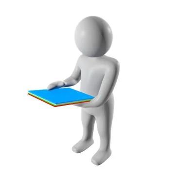 3d man holding documents Stock Illustration