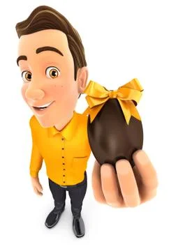 3d man holding easter egg Stock Illustration