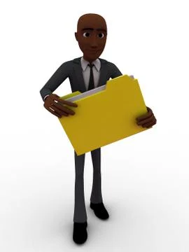 3d man holding file in hands concept Stock-Illustration