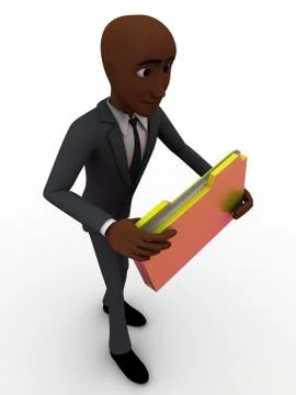 3d man holding file in hands concept Stock Illustration