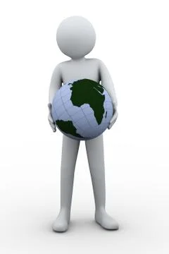 3d man holding globe Stock Illustration