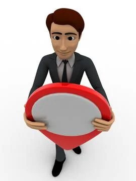 3d man holding location map symbol in hands concept Stock Illustration