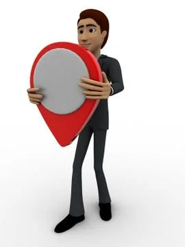 3d man holding location map symbol in hands concept Stock Illustration