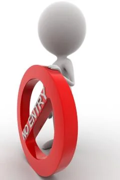 3d  man holding  no entry - red stop sign concept Stock Illustration